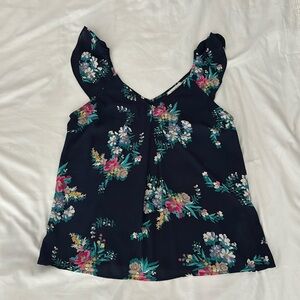 Skies are Blue navy floral sleeveless blouse